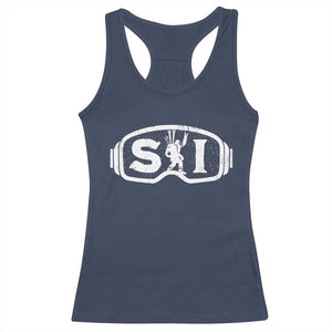 Bigfoot Skiing Racerback Tank Top Sasquatch Goggles Skiing Snow Ski Lover Skier TS10 Navy Print Your Wear