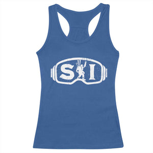 Bigfoot Skiing Racerback Tank Top Sasquatch Goggles Skiing Snow Ski Lover Skier TS10 Royal Blue Print Your Wear