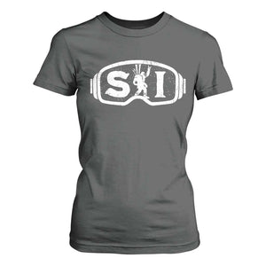 Bigfoot Skiing T Shirt For Women Sasquatch Goggles Skiing Snow Ski Lover Skier TS10 Dark Heather Print Your Wear