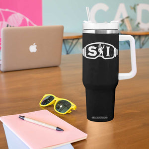 Bigfoot Skiing Tumbler With Handle Sasquatch Goggles Skiing Snow Ski Lover Skier TS10 Print Your Wear