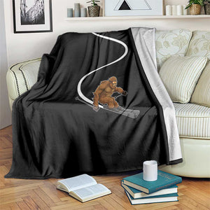 Bigfoot Skiing Throw Blanket Funny Sasquatch Ski Lover Mountain Skier Winter Sports TS10 Print Your Wear