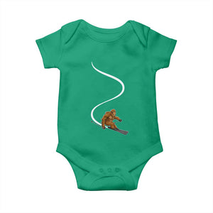 Bigfoot Skiing Baby Onesie Funny Sasquatch Ski Lover Mountain Skier Winter Sports TS10 Irish Green Print Your Wear