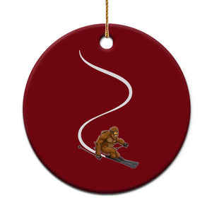 Bigfoot Skiing Ceramic Ornament Funny Sasquatch Ski Lover Mountain Skier Winter Sports - Print Your Wear