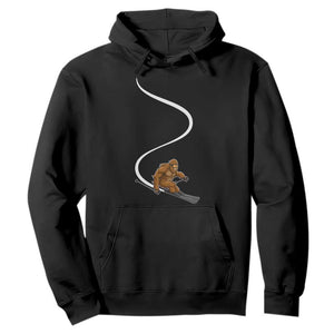 Bigfoot Skiing Hoodie Funny Sasquatch Ski Lover Mountain Skier Winter Sports TS10 Black Print Your Wear