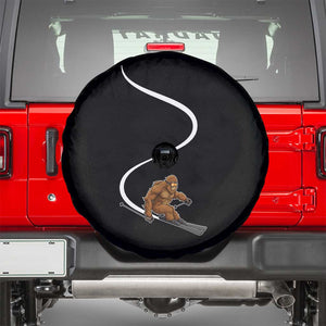Bigfoot Skiing Spare Tire Cover Funny Sasquatch Ski Lover Mountain Skier Winter Sports TS10 Black Print Your Wear