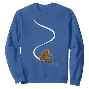 Bigfoot Skiing Sweatshirt Funny Sasquatch Ski Lover Mountain Skier Winter Sports TS10 Royal Blue Print Your Wear