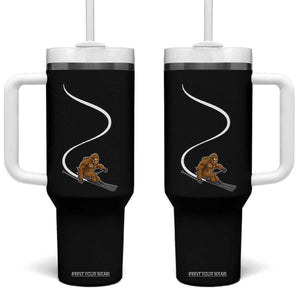 Bigfoot Skiing Tumbler With Handle Funny Sasquatch Ski Lover Mountain Skier Winter Sports TS10 One Size: 40 oz Black Print Your Wear