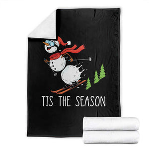 Funny Skiing Snowman Throw Blanket Funny Tis The Season Snow Ski Lover Skier TS10 Black Print Your Wear