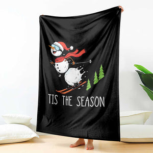 Funny Skiing Snowman Throw Blanket Funny Tis The Season Snow Ski Lover Skier TS10 Print Your Wear