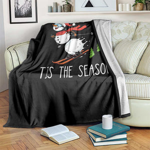 Funny Skiing Snowman Throw Blanket Funny Tis The Season Snow Ski Lover Skier TS10 Print Your Wear