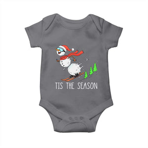 Funny Skiing Snowman Baby Onesie Funny Tis The Season Snow Ski Lover Skier TS10 Charcoal Print Your Wear