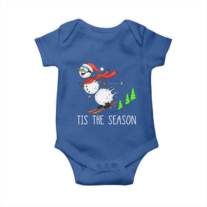 Funny Skiing Snowman Baby Onesie Funny Tis The Season Snow Ski Lover Skier TS10 Royal Blue Print Your Wear