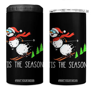 Funny Skiing Snowman 4 in 1 Can Cooler Tumbler Funny Tis The Season Snow Ski Lover Skier TS10 One Size: 16 oz Black Print Your Wear
