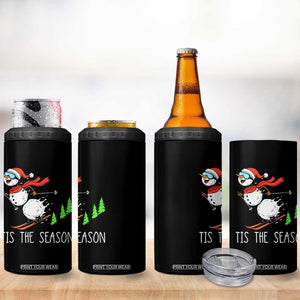 Funny Skiing Snowman 4 in 1 Can Cooler Tumbler Funny Tis The Season Snow Ski Lover Skier TS10 Print Your Wear