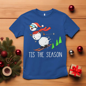 Funny Skiing Snowman T Shirt Funny Tis The Season Snow Ski Lover Skier TS10 Royal Blue Print Your Wear
