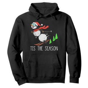 Funny Skiing Snowman Hoodie Funny Tis The Season Snow Ski Lover Skier TS10 Black Print Your Wear