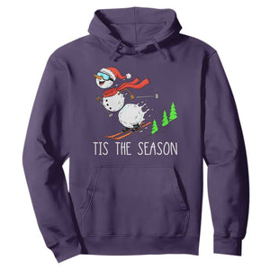 Funny Skiing Snowman Hoodie Funny Tis The Season Snow Ski Lover Skier TS10 Purple Print Your Wear