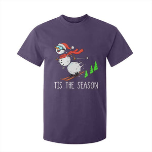 Funny Skiing Snowman T Shirt For Kid Funny Tis The Season Snow Ski Lover Skier TS10 Purple Print Your Wear