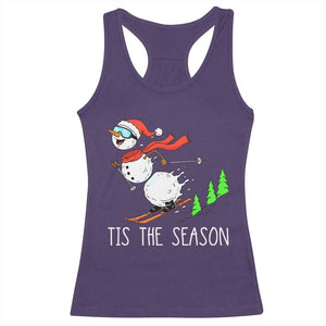Funny Skiing Snowman Racerback Tank Top Funny Tis The Season Snow Ski Lover Skier TS10 Purple Print Your Wear
