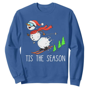 Funny Skiing Snowman Sweatshirt Funny Tis The Season Snow Ski Lover Skier TS10 Royal Blue Print Your Wear