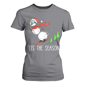 Funny Skiing Snowman T Shirt For Women Funny Tis The Season Snow Ski Lover Skier TS10 Charcoal Print Your Wear