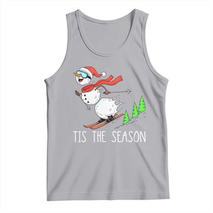 Funny Skiing Snowman Tank Top Funny Tis The Season Snow Ski Lover Skier TS10 Athletic Heather Print Your Wear