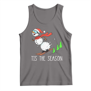Funny Skiing Snowman Tank Top Funny Tis The Season Snow Ski Lover Skier TS10 Deep Heather Print Your Wear