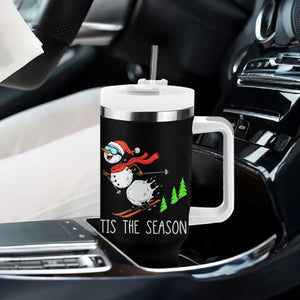 Funny Skiing Snowman Tumbler With Handle Funny Tis The Season Snow Ski Lover Skier TS10 Print Your Wear