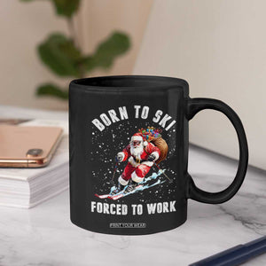 Skiing Santa Christmas Coffee Mug Funny Born to Ski Forced to Work TS10 Print Your Wear