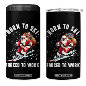 Skiing Santa Christmas 4 in 1 Can Cooler Tumbler Funny Born to Ski Forced to Work TS10 One Size: 16 oz Black Print Your Wear