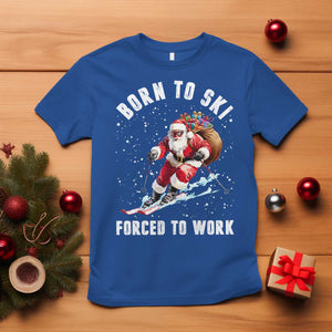 Skiing Santa Christmas T Shirt Funny Born to Ski Forced to Work TS10 Royal Blue Print Your Wear