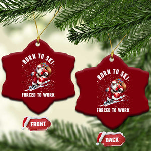 Skiing Santa Christmas Ceramic Ornament Funny Born to Ski Forced to Work TS10 Print Your Wear