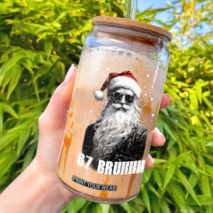 Cool Santa Claus Six Seven 67 Meme Glass Can Funny 6 7 Gen Alpha Slang Viral Meme TS10 Black Print Your Wear
