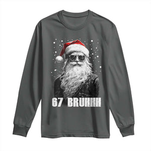 Cool Santa Claus Six Seven 67 Meme Long Sleeve Shirt Funny 6 7 Gen Alpha Slang Viral Meme TS10 Dark Heather Print Your Wear