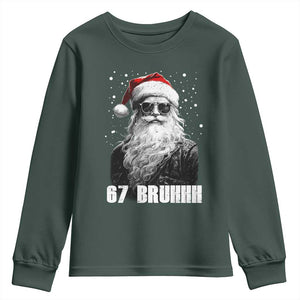 Cool Santa Claus Six Seven 67 Meme Youth Sweatshirt Funny 6 7 Gen Alpha Slang Viral Meme TS10 Dark Forest Green Print Your Wear
