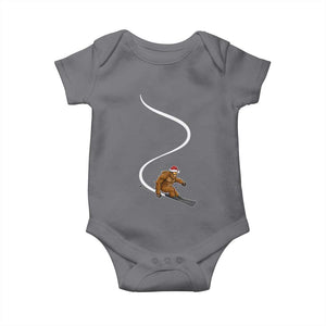 Christmas Bigfoot Skiing Baby Onesie Funny Santa Sasquatch Ski Lover Mountain Skier Winter Sports TS10 Charcoal Print Your Wear