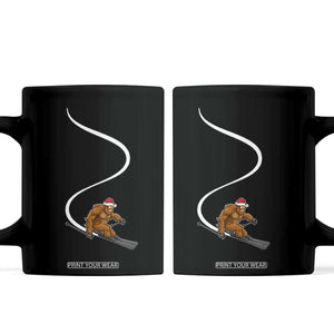 Christmas Bigfoot Skiing Coffee Mug Funny Santa Sasquatch Ski Lover Mountain Skier Winter Sports TS10 Black Print Your Wear