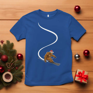 Christmas Bigfoot Skiing T Shirt Funny Santa Sasquatch Ski Lover Mountain Skier Winter Sports TS10 Royal Blue Print Your Wear
