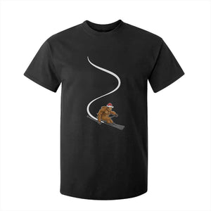 Christmas Bigfoot Skiing T Shirt For Kid Funny Santa Sasquatch Ski Lover Mountain Skier Winter Sports TS10 Black Print Your Wear
