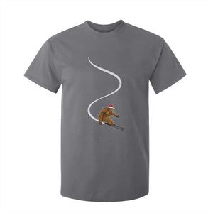 Christmas Bigfoot Skiing T Shirt For Kid Funny Santa Sasquatch Ski Lover Mountain Skier Winter Sports TS10 Charcoal Print Your Wear