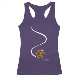 Christmas Bigfoot Skiing Racerback Tank Top Funny Santa Sasquatch Ski Lover Mountain Skier Winter Sports TS10 Purple Print Your Wear
