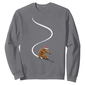Christmas Bigfoot Skiing Sweatshirt Funny Santa Sasquatch Ski Lover Mountain Skier Winter Sports TS10 Charcoal Print Your Wear