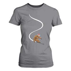 Christmas Bigfoot Skiing T Shirt For Women Funny Santa Sasquatch Ski Lover Mountain Skier Winter Sports TS10 Charcoal Print Your Wear