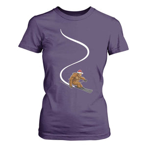Christmas Bigfoot Skiing T Shirt For Women Funny Santa Sasquatch Ski Lover Mountain Skier Winter Sports TS10 Purple Print Your Wear