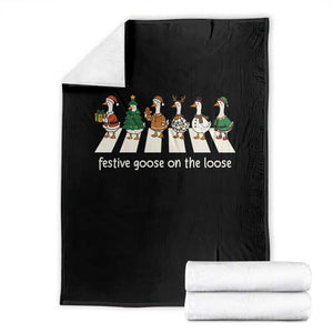 Funny Christmas Goose Throw Blanket Festive Goose On The Loose Xmas Meme TS10 Black Print Your Wear