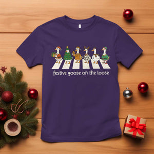 Funny Christmas Goose T Shirt Festive Goose On The Loose Xmas Meme TS10 Purple Print Your Wear