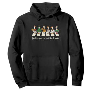 Funny Christmas Goose Hoodie Festive Goose On The Loose Xmas Meme - Print Your Wear