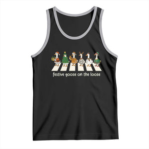 Funny Christmas Goose Tank Top Festive Goose On The Loose Xmas Meme TS10 Black Athletic Heather Print Your Wear