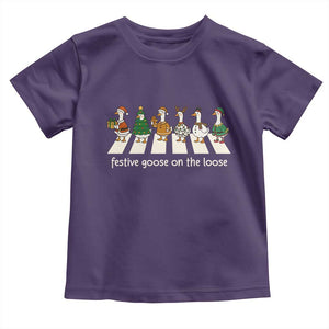 Funny Christmas Goose Toddler T Shirt Festive Goose On The Loose Xmas Meme TS10 Purple Print Your Wear