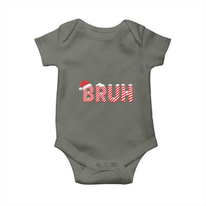 Bruh Christmas Baby Onesie Funny Saying Meme TS10 Military Green Print Your Wear